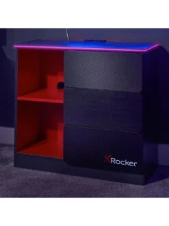 X Rocker Carbon-tek Gaming Storage Sideboard With Drawers, Shelves And LEDs -NARA Computer Shop V8F73 SQ5 0000000005 GREY SLd2