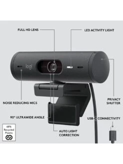 Logitech Brio 500 Full HD Webcam, USB-C Cable, Works With Teams, Google Meet, Zoom -NARA Computer Shop VB3C5 SQ7 0000000527 GRAPHITE SLd3