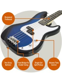 3rd Avenue Full Size Bass Guitar Ultimate Kit With 15W Amp - 6 Months FREE Lessons - Blueburst -NARA Computer Shop VE34K SQ5 0000000099 N A SLd2