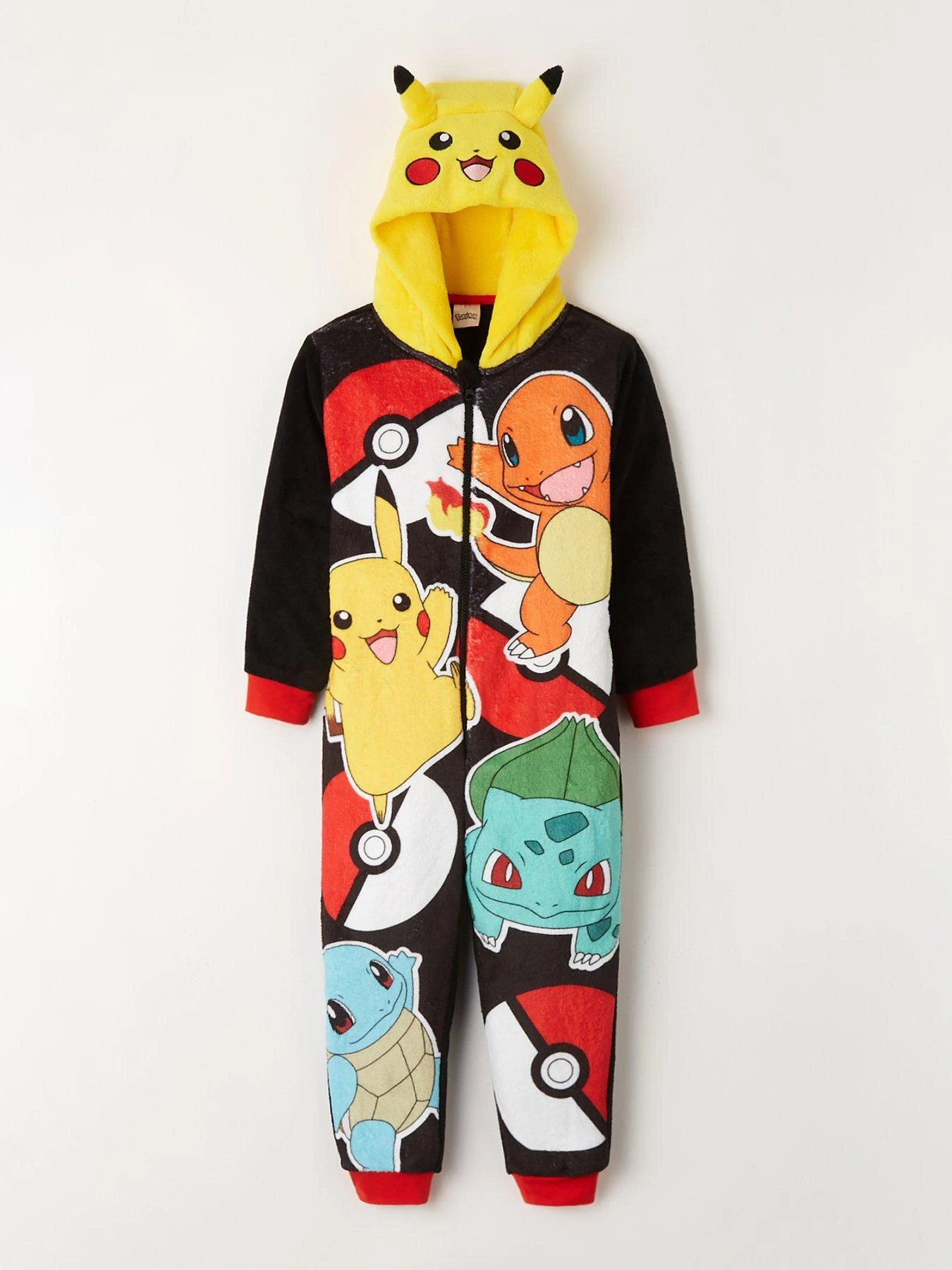 Pokemon Hood Detail Fleece All In One - Black 3 Pokemon Hood Detail Fleece All In One - Black