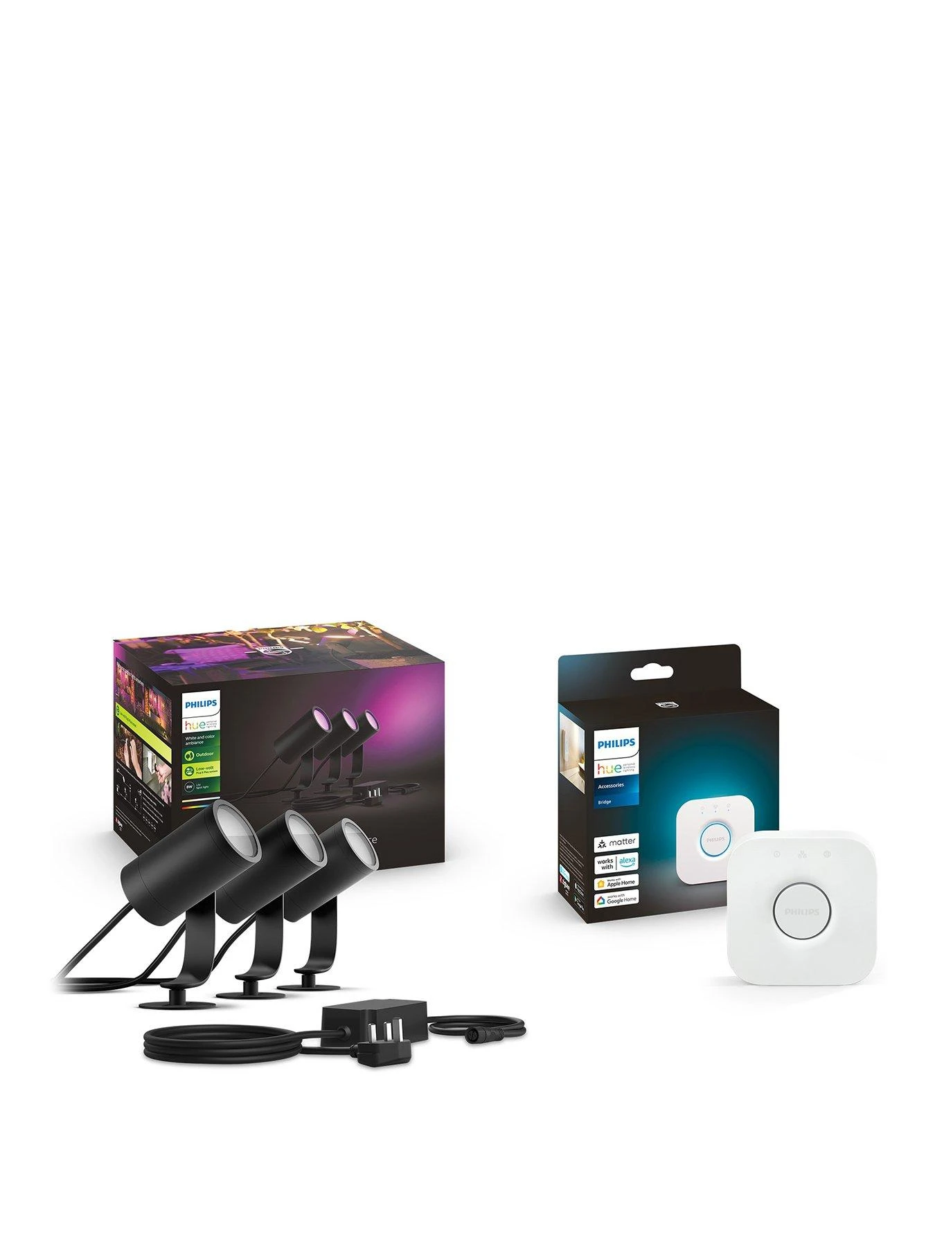 Philips Hue Hue Lily White And Colour Ambiance Outdoor Smart Spotlight Base Kit With Hue Bridge 3 Philips Hue Hue Lily White And Colour Ambiance Outdoor Smart Spotlight Base Kit With Hue Bridge