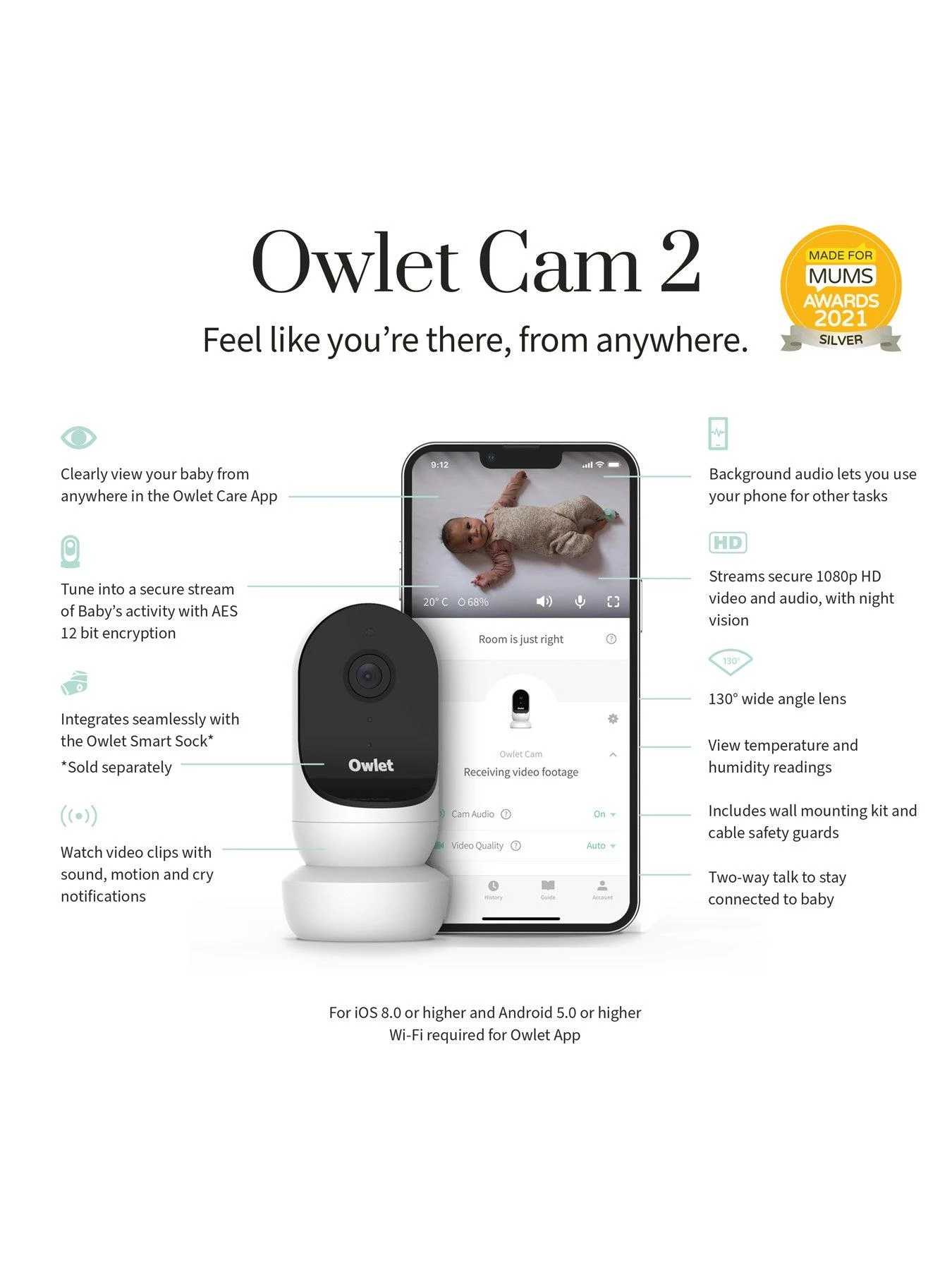 Owlet Monitor Duo: Smart Sock 3 + Cam 2 - Mint 6 Owlet Monitor Duo: Smart Sock 3 + Cam 2 - Mint - Image 4