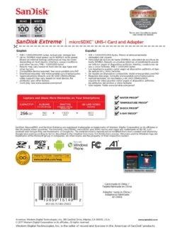 SanDisk Extreme MicroSDXC 256GB Memory Card + SD Adapter -NARA Computer Shop VHDXK SQ4 0000000099 N A SLd