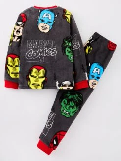 Marvel Children’s All-Over Comic Print Supersoft Fleece Pyjamas - Black -NARA Computer Shop VIDHX SQ3 0000000005 GREY SLb