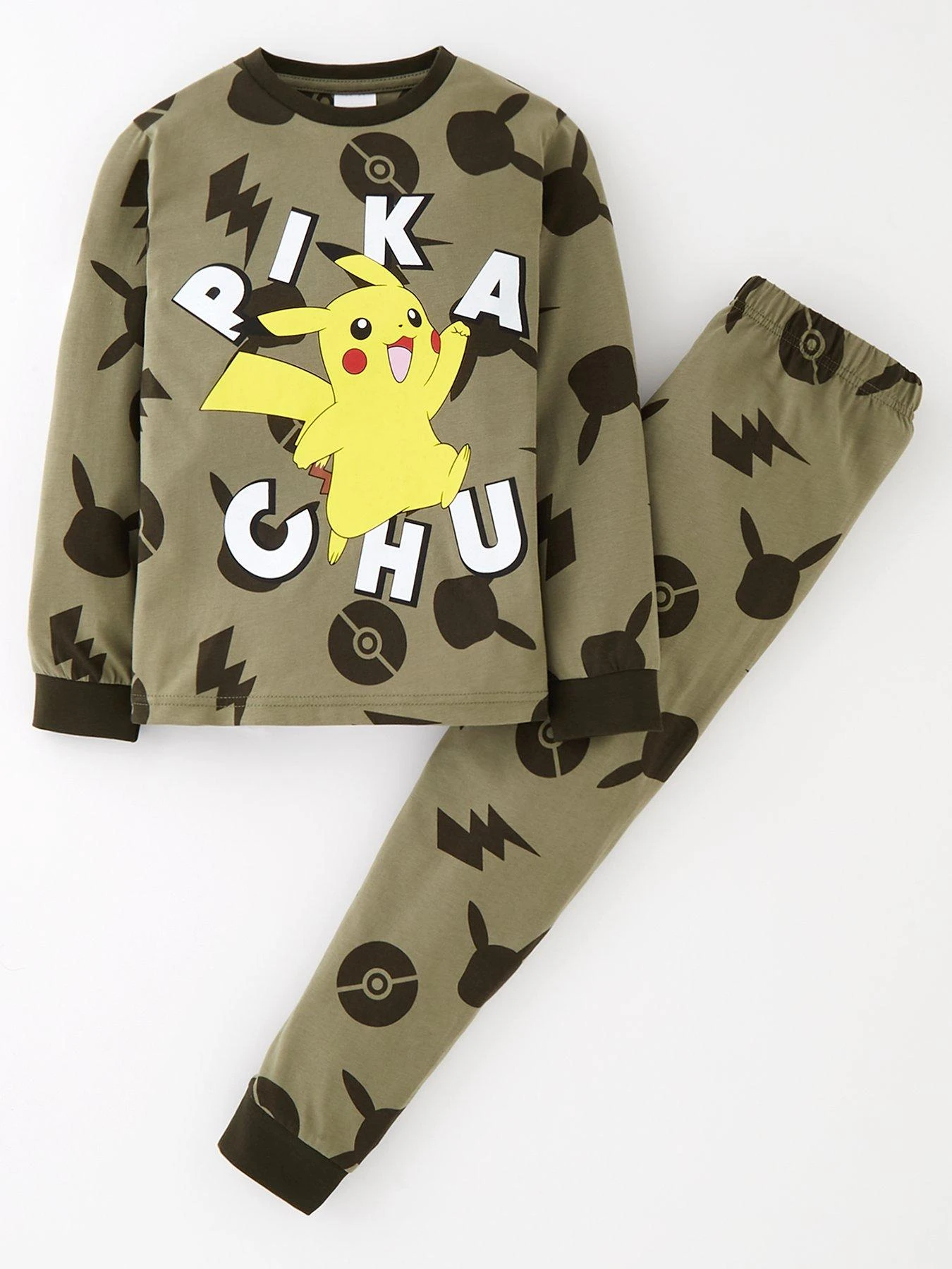 Pokemon All Over Print Long Sleeve Pyjamas - Khaki 3 Pokemon All Over Print Long Sleeve Pyjamas - Khaki