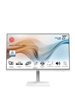 MSI Modern MD272QPW 27 Inch, Quad HD, 75Hz, IPS, USB Type-C, Built-in USB Hub, Flat Monitor With Adjustable Stand & Built-in Speakers