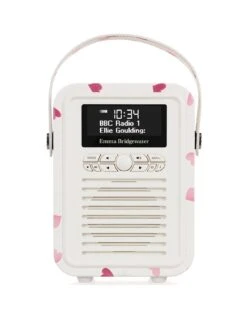 VQ Retro Mini Portable DAB Radio With Bluetooth - Pink Hearts -NARA Computer Shop VJ1XB SQ3 0000000067 CREAM SLa