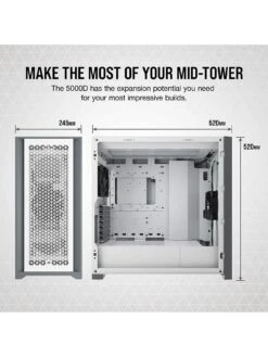 CORSAIR 5000D Airflow Tempered Glass Mid-Tower, White Gaming Desktop Case -NARA Computer Shop VL4JE SQ5 0000000004 BLACK SLd1