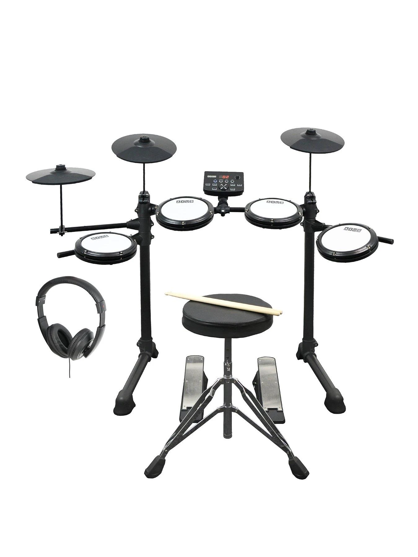 Axus Electronic Digital Drum Kit Package With Stool, Sticks And Headphones 3 Axus Electronic Digital Drum Kit Package With Stool, Sticks And Headphones