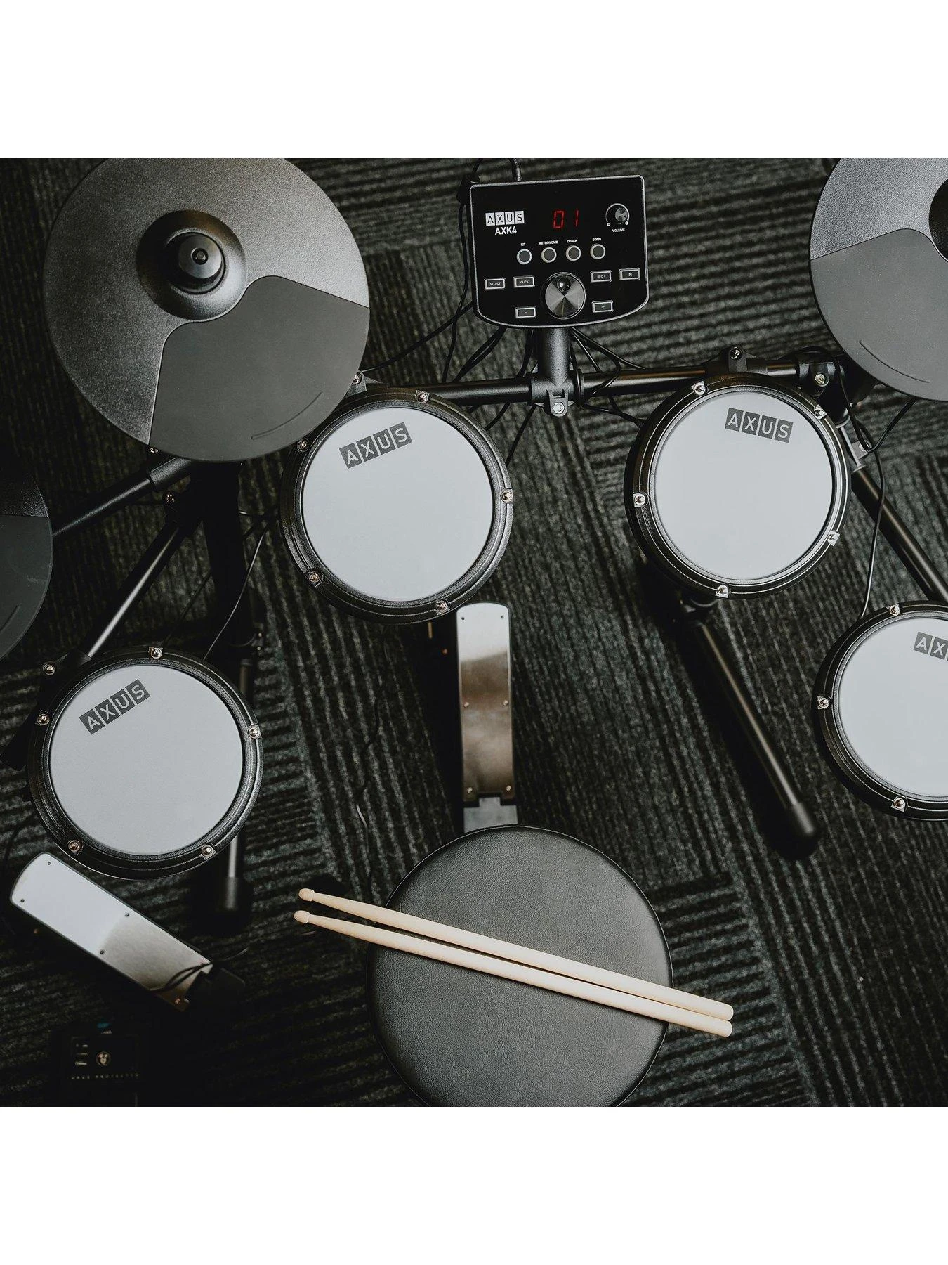 Axus Electronic Digital Drum Kit Package With Stool, Sticks And Headphones 8 Axus Electronic Digital Drum Kit Package With Stool, Sticks And Headphones - Image 6