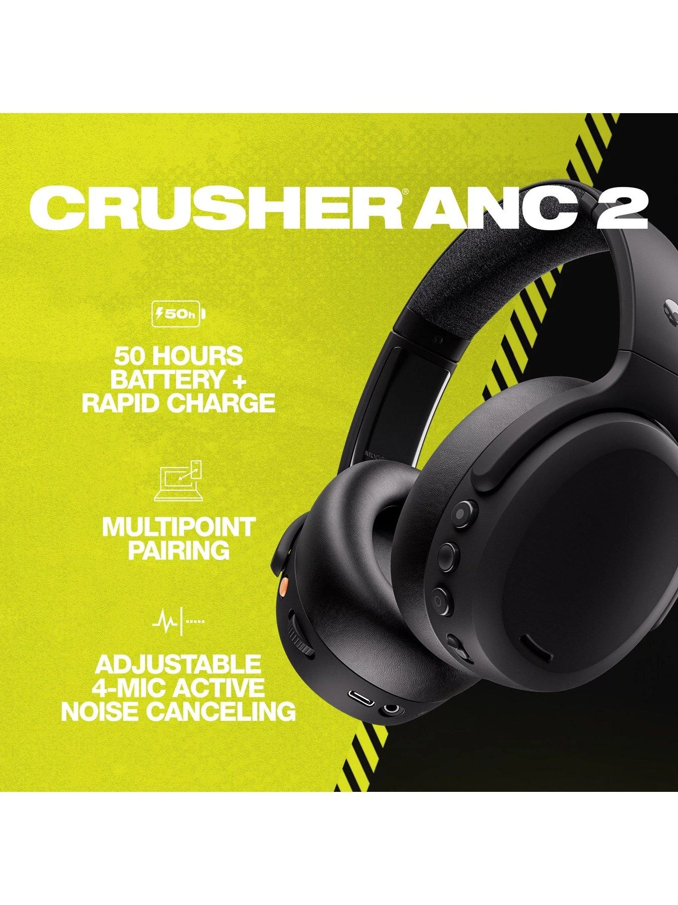 Skullcandy Crusher ANC 2 Wireless Over-ear Headphones 7 Skullcandy Crusher ANC 2 Wireless Over-ear Headphones - Image 5