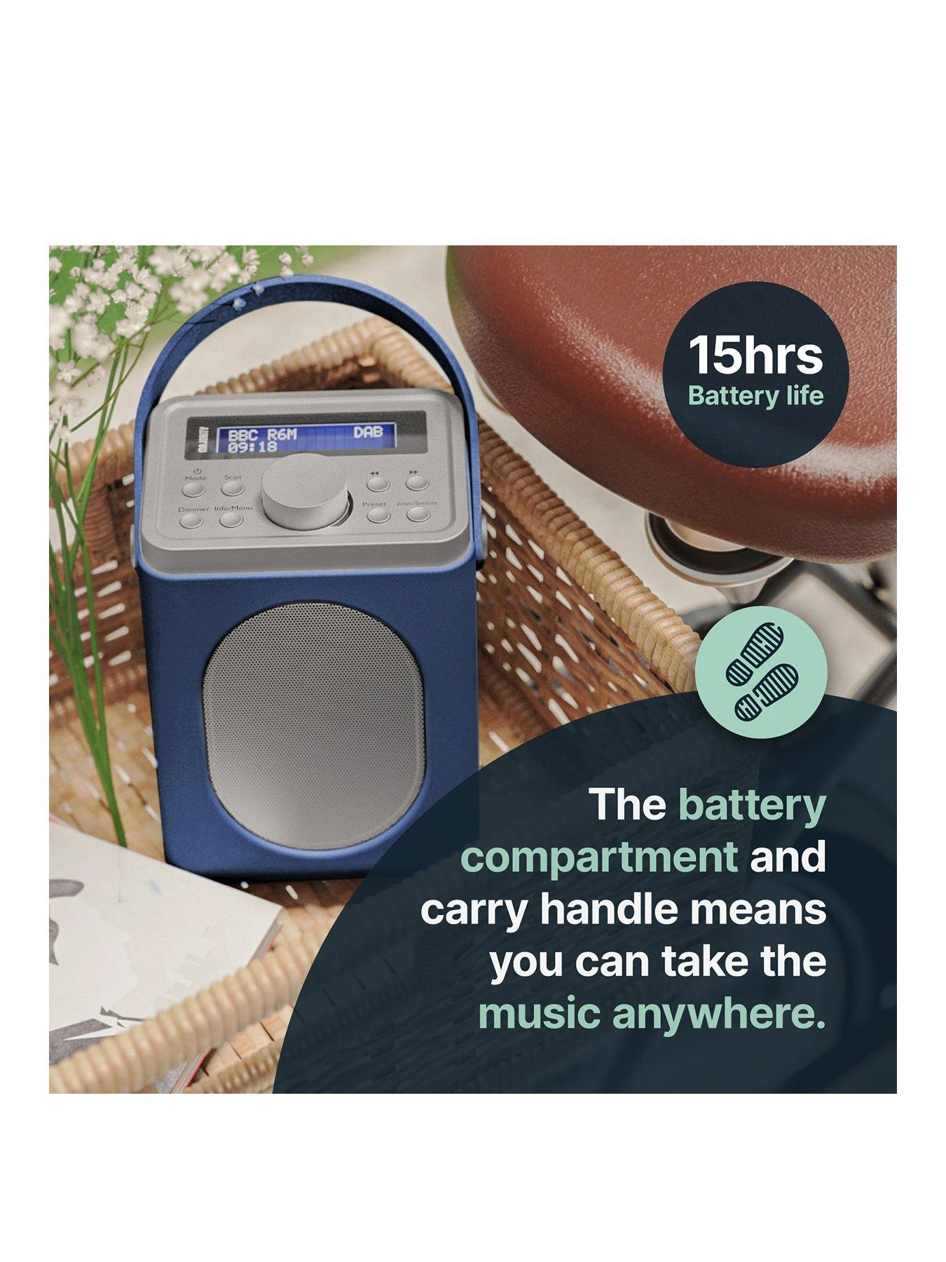 Majority Little Shelford Portable DAB/DAB+ And FM Radio With Bluetooth, Alarm & Sleep Timer - Blue & Grey 5 Majority Little Shelford Portable DAB/DAB+ And FM Radio With Bluetooth, Alarm & Sleep Timer - Blue & Grey - Image 3