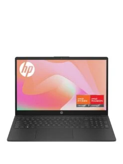 HP 15-fc0016na Laptop - 15.6in FHD, AMD Ryzen 7, 8GB RAM, 512GB SSD, With Optional Microsoft 365 Family (12 Months) - Black
