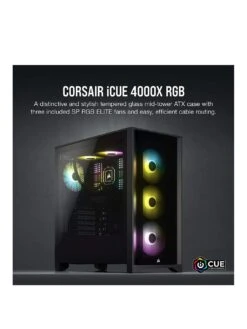 CORSAIR ICUE 4000X RGB Tempered Glass Mid-Tower, Black -NARA Computer Shop VNNYS SQ2 0000000004 BLACK SLb