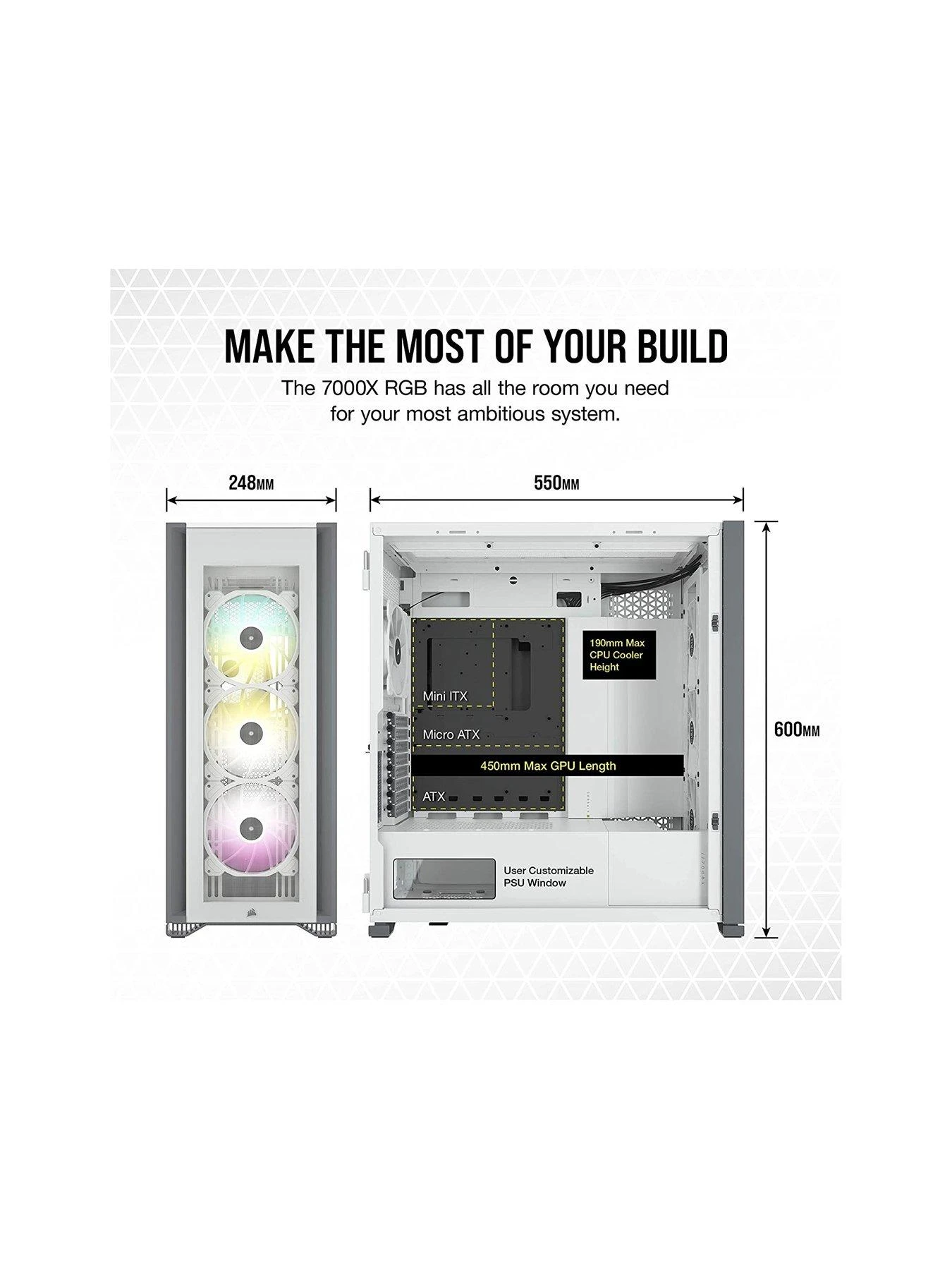 CORSAIR ICUE 7000X RGB Tempered Glass Full Tower Smart Case, White 7 CORSAIR ICUE 7000X RGB Tempered Glass Full Tower Smart Case, White - Image 5