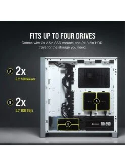 CORSAIR 4000D Airflow Tempered Glass Mid-Tower, White -NARA Computer Shop VNNYU SQ5 0000000013 WHITE SLd1