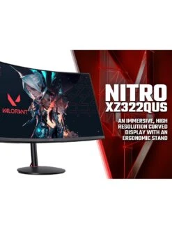 Acer Nitro XZ322QUSbmiipphx 32-inch Gaming Monitor - VA Panel, 1500R Curve, QHD, 1ms, 165Hz, FreeSync Premium, DP, HDMI, Height Adjustable Stand -NARA Computer Shop VNT37 SQ5 0000000004 BLACK SLd1