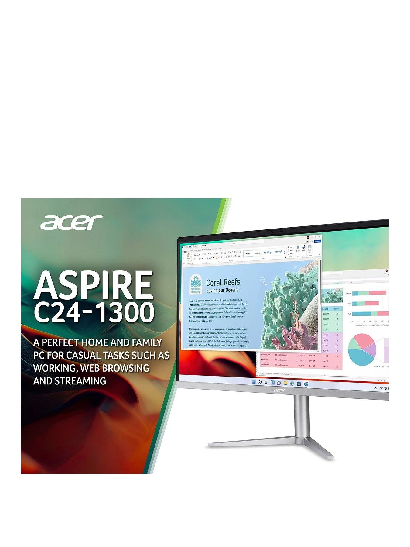 Acer Aspire C24-1300 All-in-One Desktop PC - 23.8in FHD, AMD Ryzen 5 7520U, 8GB RAM, 512GB SSD 5 Acer Aspire C24-1300 All-in-One Desktop PC - 23.8in FHD, AMD Ryzen 5 7520U, 8GB RAM, 512GB SSD - Image 3