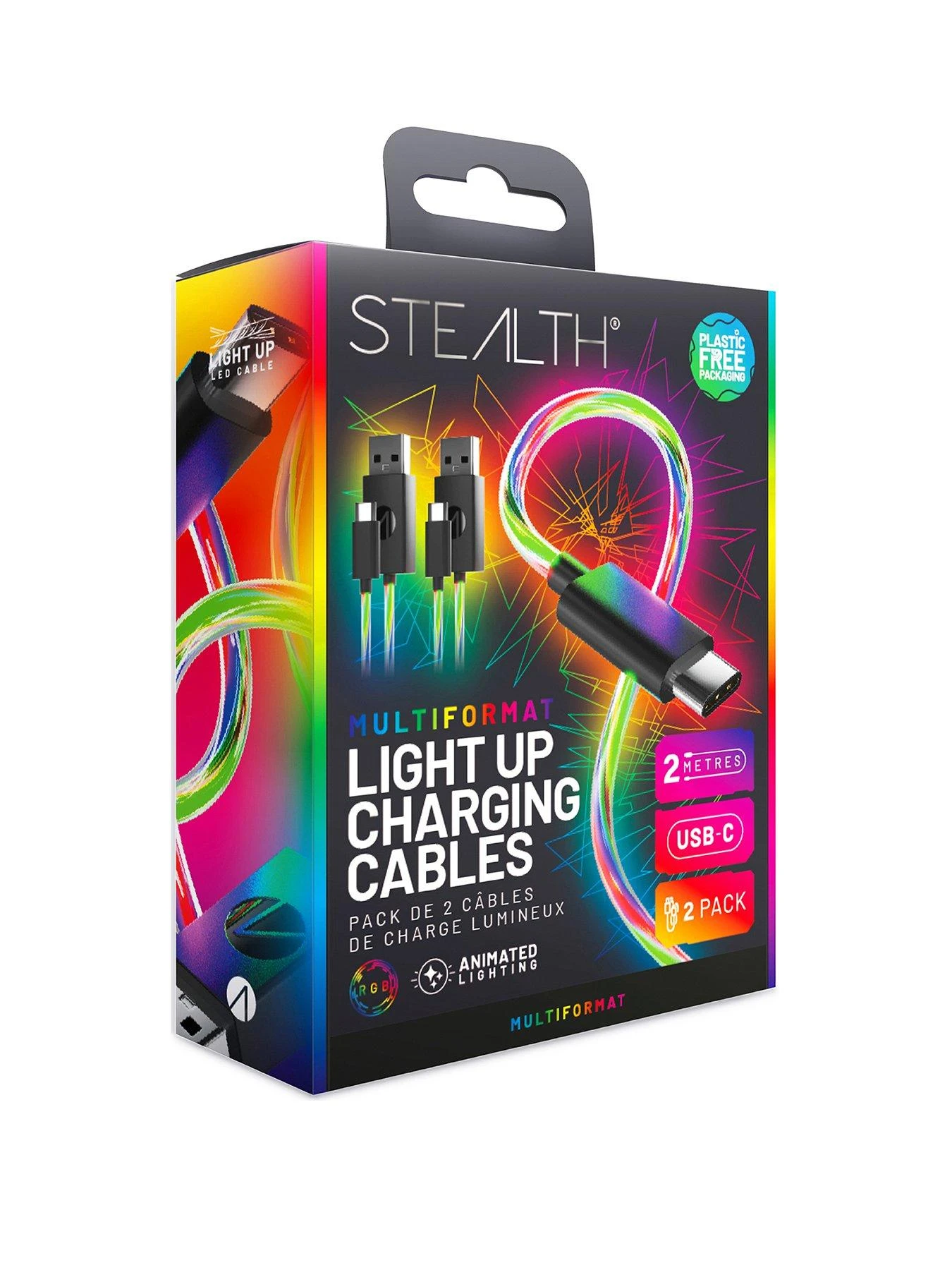 Stealth Light Up Charging Cables Multiformat - 2m Twin Pack 4 Stealth Light Up Charging Cables Multiformat - 2m Twin Pack - Image 2