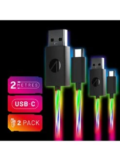 Stealth Light Up Charging Cables Multiformat - 2m Twin Pack 12 Stealth Light Up Charging Cables Multiformat - 2m Twin Pack -NARA Computer Shop VNT4S SQ4 0000000099 N A SLd