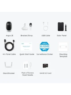 Reolink Argus 3MP 2E Battery & Solar Cam Kit + 64GB SD Card -NARA Computer Shop VOOJB SQ7 0000000013 WHITE SLd3