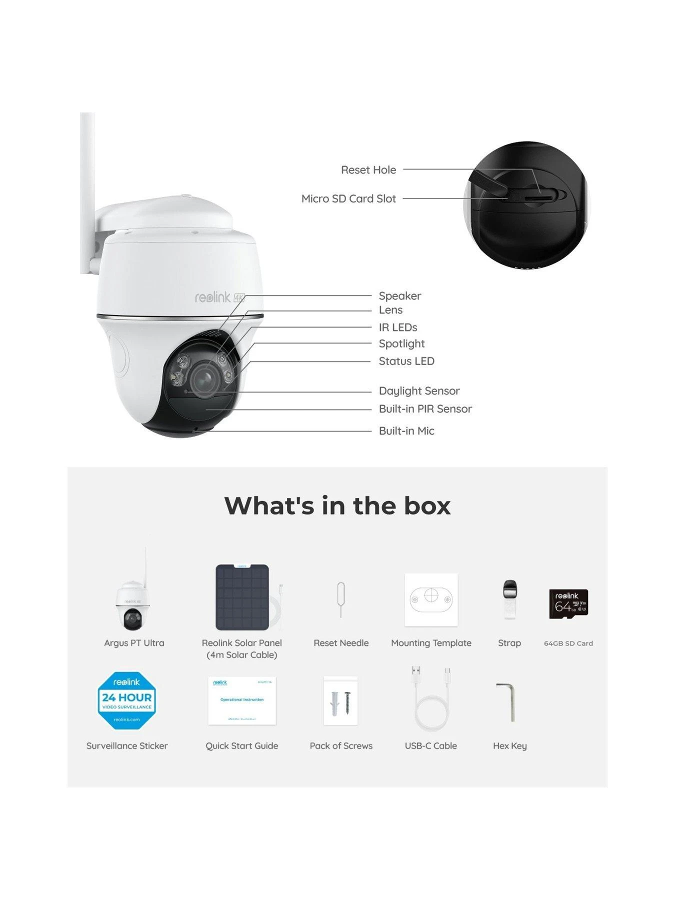 Reolink ARGUS PT ULTRA 4K PanTilt Battery & Solar Kit +64GB SD Card 9 Reolink ARGUS PT ULTRA 4K PanTilt Battery & Solar Kit +64GB SD Card - Image 7