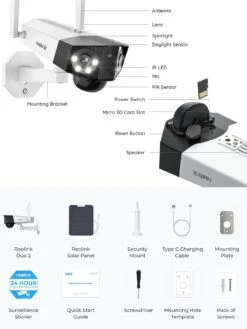 Reolink Duo 2 6MP Dual-Lens WiFi Security Camera - Battery & Solar + 64GB SD Card -NARA Computer Shop VOOJE SQ7 0000000013 WHITE SLd3