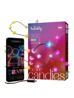 Twinkly Candies 200L 7MM Star Shape RGB Lens Light String, 6cm Lamp Spacing, BT+WiFi, IP20 - USB-C Powered