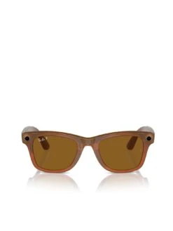 Ray-Ban | Meta Wayfarer (Standard) Smart Glasses - Shiny Caramel Transparent, Polarised Brown