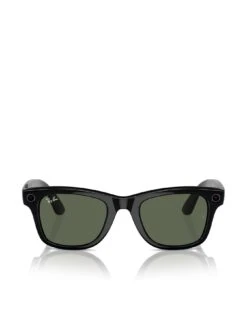 Ray-Ban | Meta Wayfarer (Large) Smart Glasses - Shiny Black, Plano G15 Green