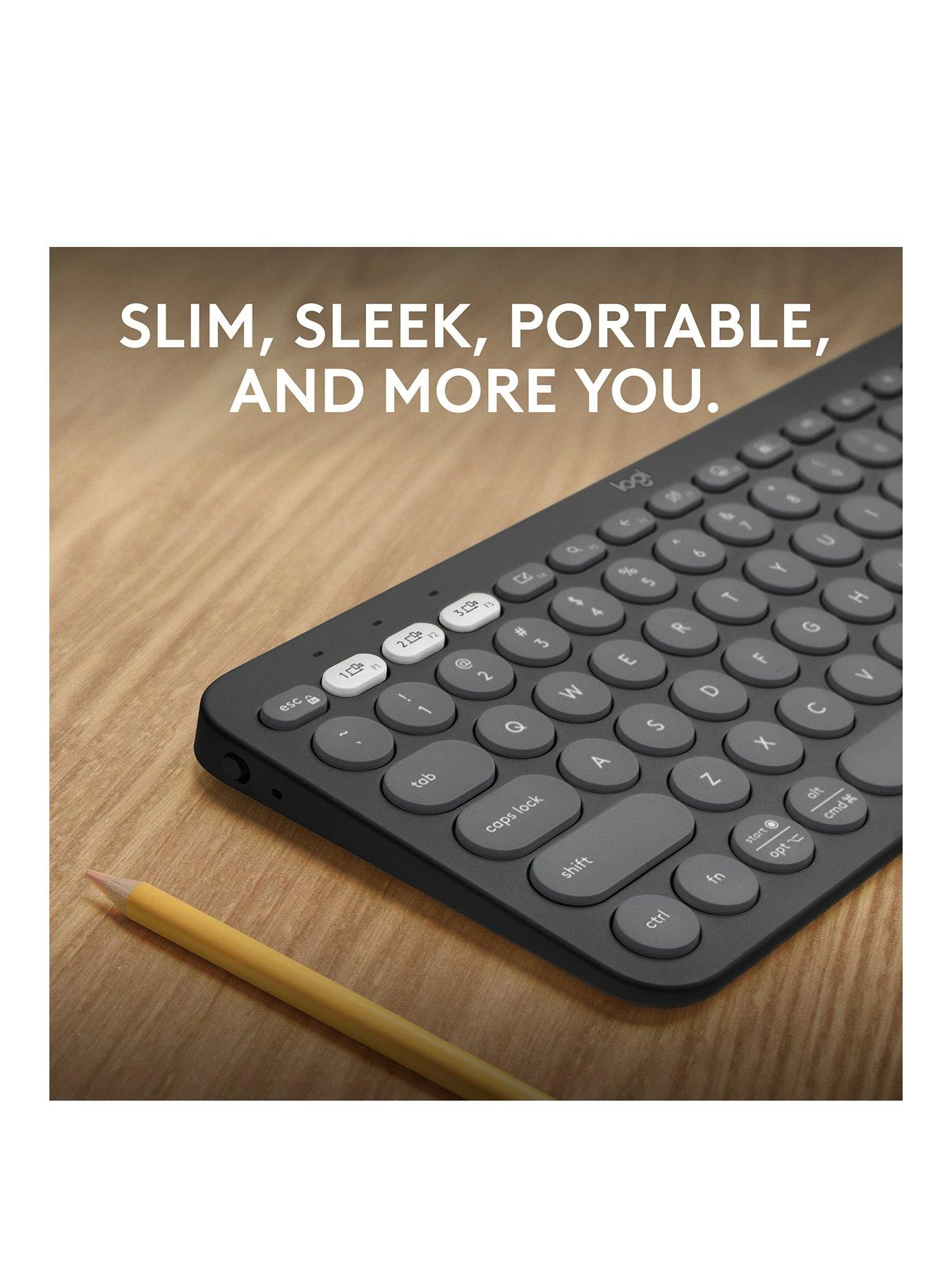 Logitech Pebble Keys 2 K380s, Multi-Device Bluetooth Wireless Keyboard, Slim And Portable - Graphite 4 Logitech Pebble Keys 2 K380s, Multi-Device Bluetooth Wireless Keyboard, Slim And Portable - Graphite - Image 2