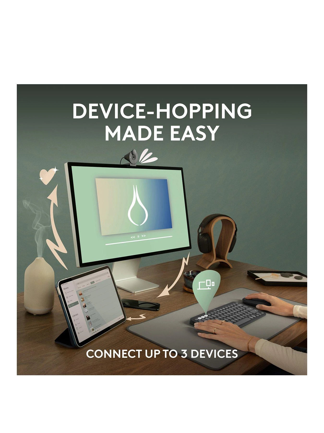 Logitech Pebble Keys 2 K380s, Multi-Device Bluetooth Wireless Keyboard, Slim And Portable - Graphite 5 Logitech Pebble Keys 2 K380s, Multi-Device Bluetooth Wireless Keyboard, Slim And Portable - Graphite - Image 3