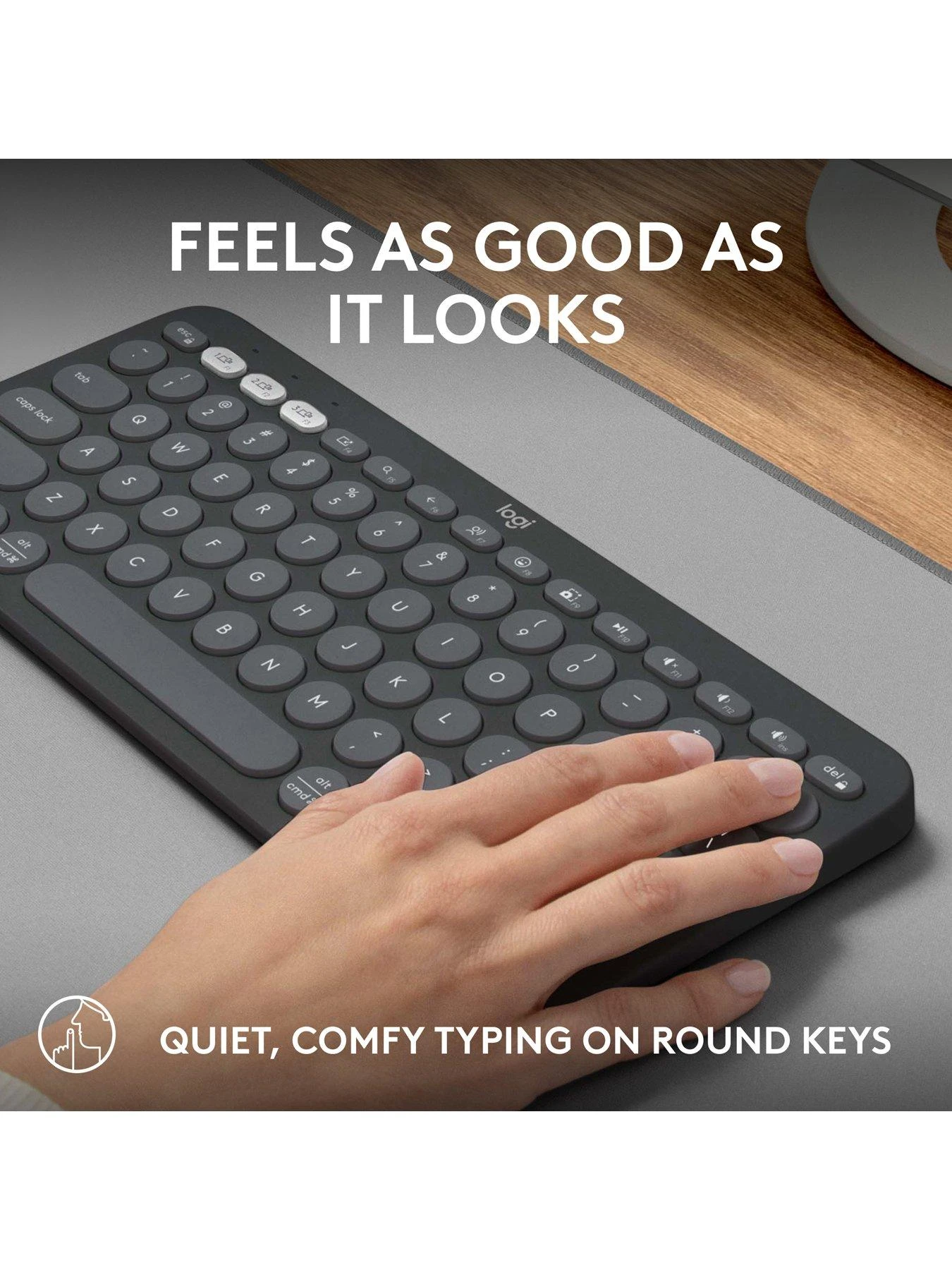Logitech Pebble Keys 2 K380s, Multi-Device Bluetooth Wireless Keyboard, Slim And Portable - Graphite 7 Logitech Pebble Keys 2 K380s, Multi-Device Bluetooth Wireless Keyboard, Slim And Portable - Graphite - Image 5