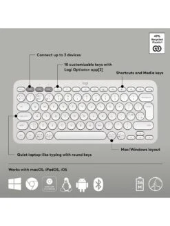 Logitech Pebble Keys 2 K380s, Multi-Device Bluetooth Wireless Keyboard, Slim And Portable - Off White -NARA Computer Shop VQ3D4 SQ6 0000000013 WHITE SLd2