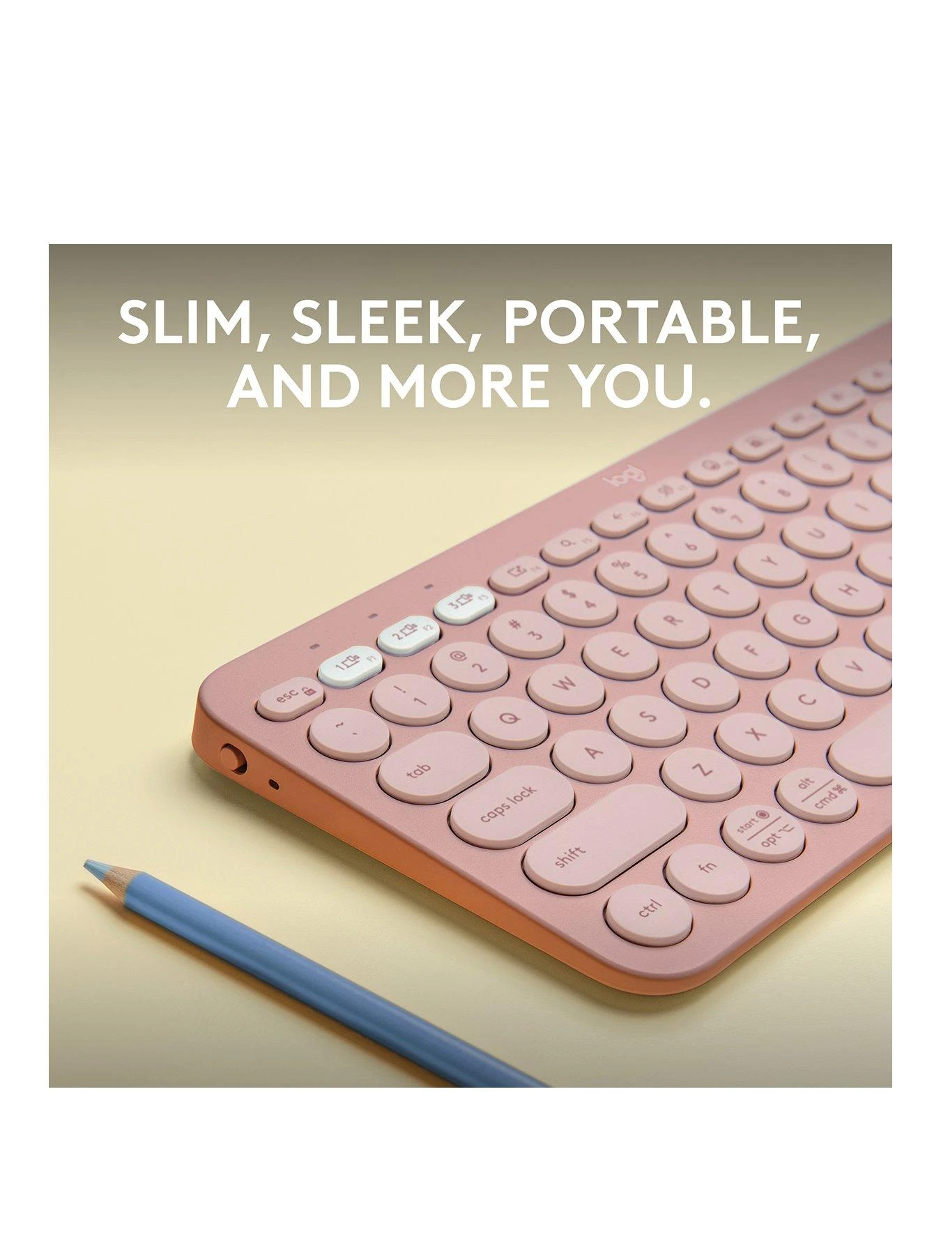 Logitech Pebble Keys 2 K380s, Multi-Device Bluetooth Wireless Keyboard, Slim And Portable - Rose 4 Logitech Pebble Keys 2 K380s, Multi-Device Bluetooth Wireless Keyboard, Slim And Portable - Rose - Image 2