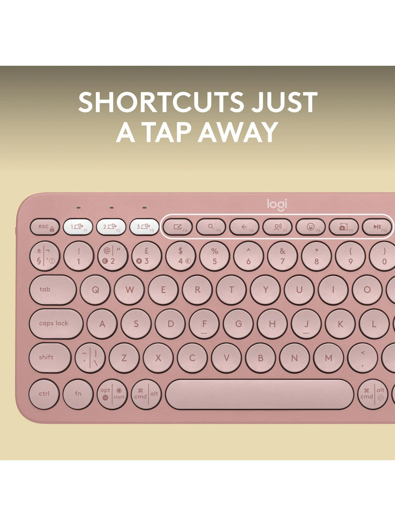 Logitech Pebble Keys 2 K380s, Multi-Device Bluetooth Wireless Keyboard, Slim And Portable - Rose 6 Logitech Pebble Keys 2 K380s, Multi-Device Bluetooth Wireless Keyboard, Slim And Portable - Rose - Image 4