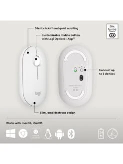 Logitech Pebble Mouse 2 M350s Slim Bluetooth Wireless Mouse, Lightweight, Quiet Clicks - Off White -NARA Computer Shop VQ3D6 SQ6 0000000013 WHITE SLd2