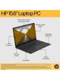 HP 15-fc0016na, AMD Ryzen 7, 8GB RAM 512GB SSD, 15in Laptop - Black With Microsoft M365 Personal (1 Year) & Norton 360 Deluxe 3 Device 1 Year Included -NARA Computer Shop VRWBO SQ5 0000000004 BLACK SLd1
