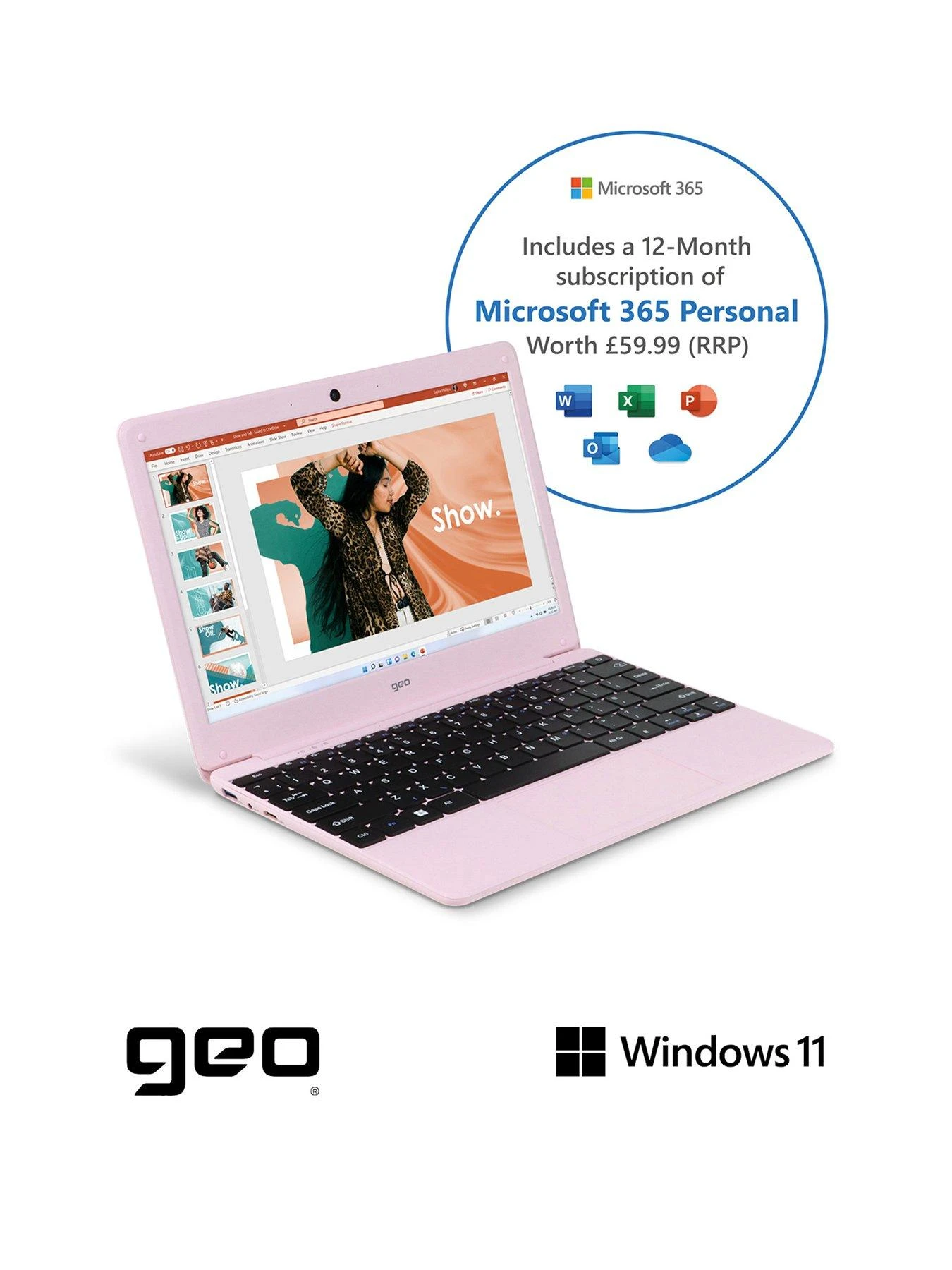 Geo Geobook 110 11.6in 4GB 128GB Windows 11 Pink Laptop, Headset, Mouse And Sleeve Bundle 4 Geo Geobook 110 11.6in 4GB 128GB Windows 11 Pink Laptop, Headset, Mouse And Sleeve Bundle - Image 2