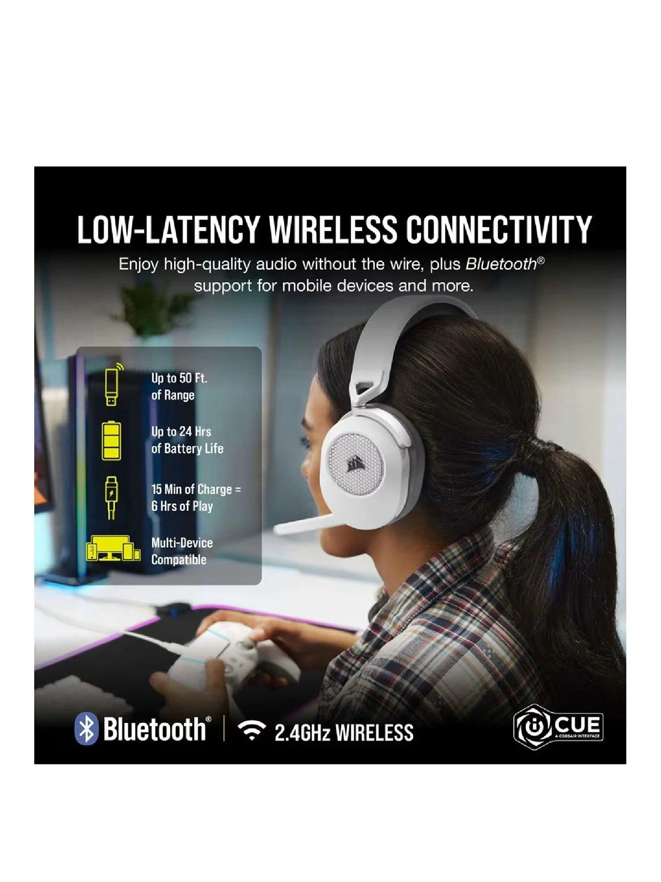 CORSAIR HS65 Wireless White 4 CORSAIR HS65 Wireless White - Image 2